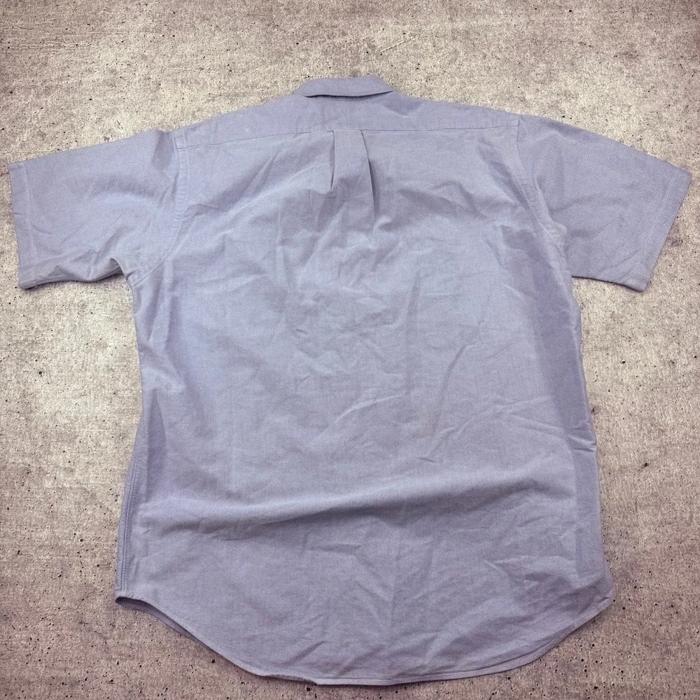 Vintage Polo Ralph Lauren Blue Flesh Pony Button Down Short Sleeve Shirt Mens M